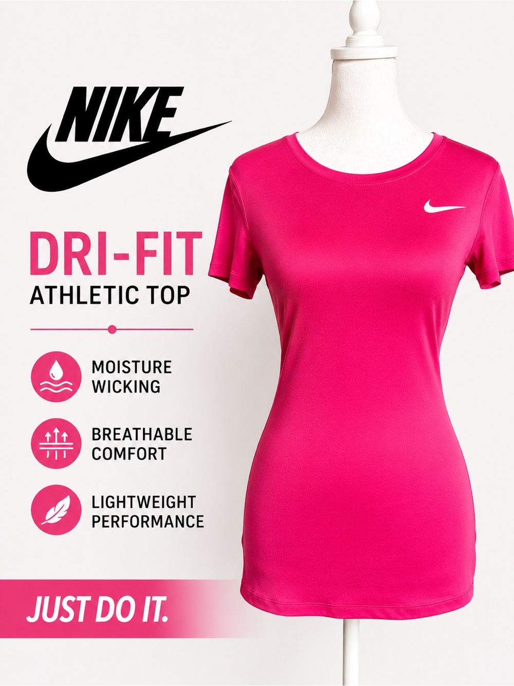 Nike Hot Pink Dri Fit Performance Tee